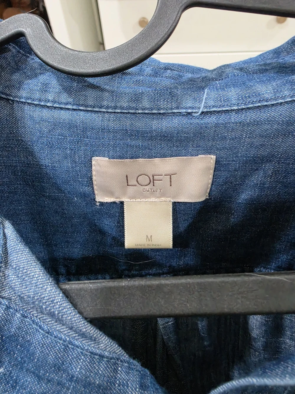 LOFT Outlet Casual Denim Button-Front Dress in Blue - Picture 2 of 4